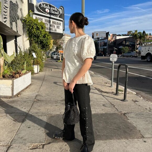 Superdown Jayda Lace Up Jeans in Washed Black Size 24 High Rise Flare - Picture 5 of 5